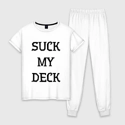 Пижама хлопковая женская Suck my deck, цвет: белый