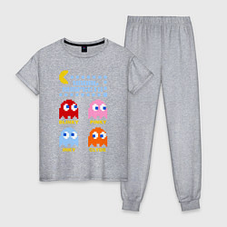 Пижама хлопковая женская Pac-Man: Usual Suspects, цвет: меланж