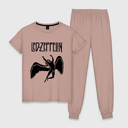 Пижама хлопковая женская Led Zeppelin Swan, цвет: пыльно-розовый