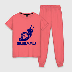 Пижама хлопковая женская Subaru, цвет: коралловый