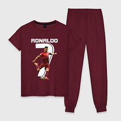 Пижама хлопковая женская Ronaldo 07, цвет: меланж-бордовый