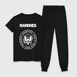 Пижама хлопковая женская Ramones, цвет: черный