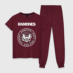 Пижама хлопковая женская Ramones, цвет: меланж-бордовый