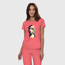 Пижама хлопковая женская Taylor Swift Art, цвет: коралловый — фото 2