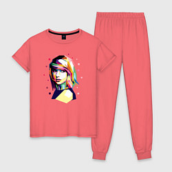 Пижама хлопковая женская Taylor Swift Art, цвет: коралловый