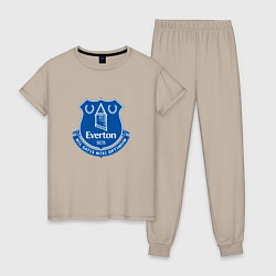 Пижама хлопковая женская Эвертон logo - nil satis nisi optimum, цвет: миндальный