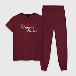 Пижама хлопковая женская The Vampire Diaries, цвет: меланж-бордовый