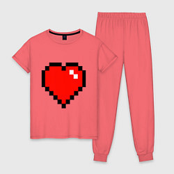 Пижама хлопковая женская Minecraft Lover, цвет: коралловый