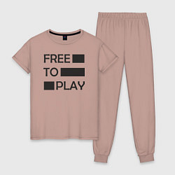 Пижама хлопковая женская Free to play, цвет: пыльно-розовый