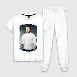 Пижама хлопковая женская David Beckham, цвет: белый