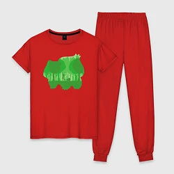 Пижама хлопковая женская Bulbasaur Shadow, цвет: красный