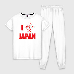 Пижама хлопковая женская I love Japan, цвет: белый