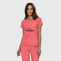 Пижама хлопковая женская Real Madrid: Fly Emirates, цвет: коралловый — фото 2