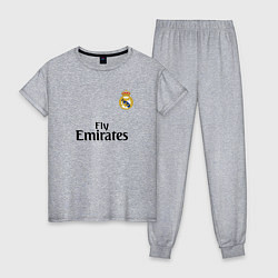 Пижама хлопковая женская Real Madrid: Fly Emirates, цвет: меланж