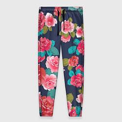 Женские брюки Цветочный узор из красных роз