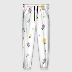 Женские брюки Цветы и бабочки