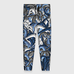 Брюки женские Синий камуфляж с щупальцами, цвет: 3D-принт