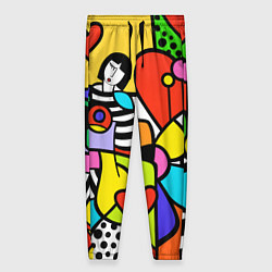 Брюки женские Romero Britto - valentines day, цвет: 3D-принт