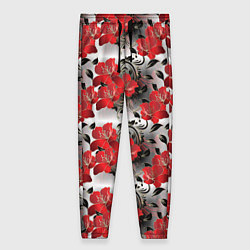Женские брюки Красные абстрактные цветы