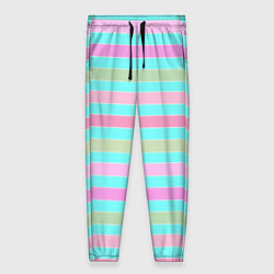 Женские брюки Pink turquoise stripes horizontal Полосатый узор