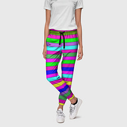Брюки женские Multicolored neon bright stripes, цвет: 3D-принт — фото 2