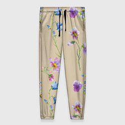 Женские брюки Нарисованные Цветы Колокольчики и Пчёлы