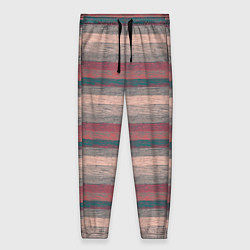 Женские брюки Серые, бежевые, красные полосы с текстурой дерева