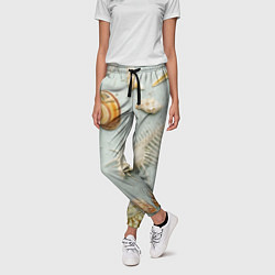 Брюки женские Океанские ракушки и морские звёзды на песке, цвет: 3D-принт — фото 2