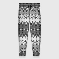 Женские брюки Серый геометрический полосатый орнамент