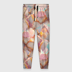 Женские брюки Текстура розового мрамора на камнях