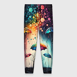 Женские брюки Яркие зонтики под дождем