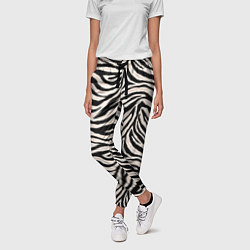 Брюки женские Полосатая шкура зебры, белого тигра, цвет: 3D-принт — фото 2