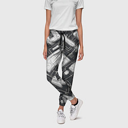 Брюки женские Полосы Чёрно-белые киберпанк, цвет: 3D-принт — фото 2