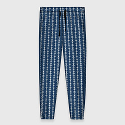 Брюки женские Тёмно-синий полосатый, цвет: 3D-принт