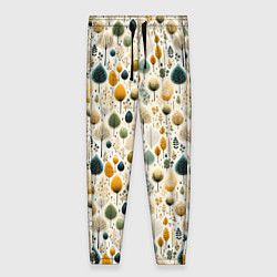 Женские брюки Паттерн разные деревья и кустарники