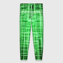 Брюки женские Зелёные неоновые полосы киберпанк, цвет: 3D-принт