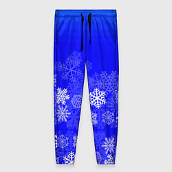 Женские брюки Снежинки на синем