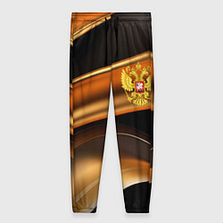 Женские брюки Герб России на черном золотом фоне