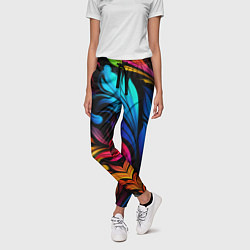 Брюки женские Паттерн с узорами на черном фоне, цвет: 3D-принт — фото 2