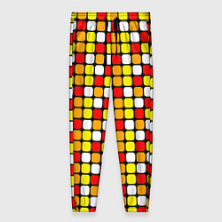 Женские брюки Красные, жёлтые и белые квадраты