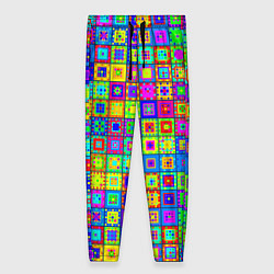 Брюки женские Узор из разноцветных квадратов, цвет: 3D-принт