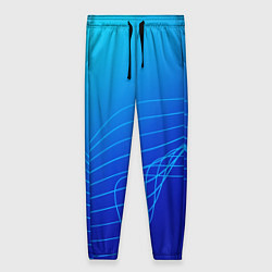 Брюки женские Синий градиент полосы, цвет: 3D-принт