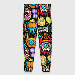 Женские брюки Feel good every day motivation monsters pattern