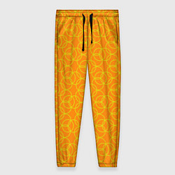 Женские брюки Паттерн из окружностей оранжевый