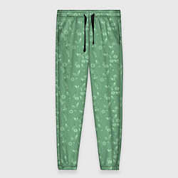 Женские брюки Яркий зеленый однотонный цветочный узор