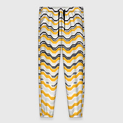 Брюки женские Чёрные и жёлтые полосы на белом фоне, цвет: 3D-принт