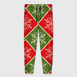 Женские брюки Рождественский паттерн со снежинками в ромбах