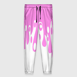 Женские брюки Потеки розовой краски на белом