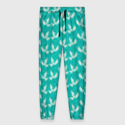 Брюки женские Белые совы на бирюзовом фоне, цвет: 3D-принт