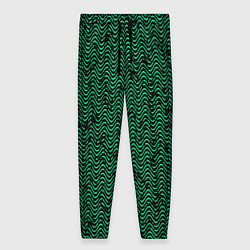 Женские брюки Чёрно-зелёный волнистая текстура